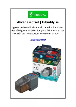 Akvarieskötsel  Hibuddy.se