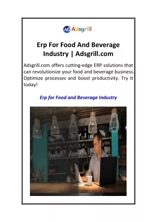 Erp For Food And Beverage Industry  Adsgrill.com