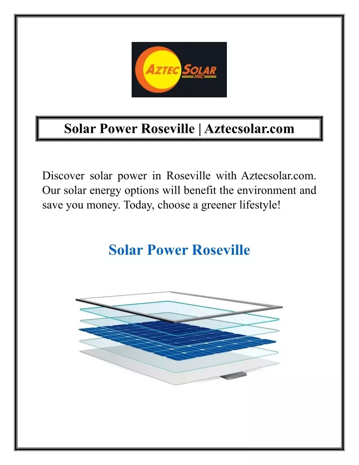 solar power roseville aztecsolar com