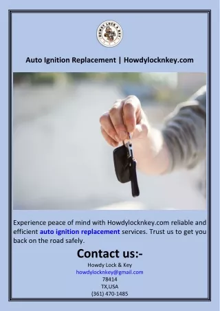 Auto Ignition Replacement  Howdylocknkey.com