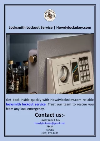 Locksmith Lockout Service  Howdylocknkey.com