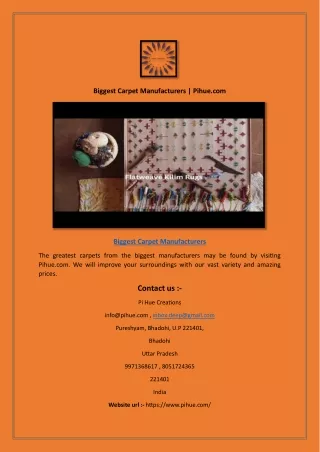 Biggest Carpet Manufacturers | Pihue.com