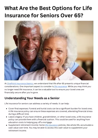 What Are the Best Options for Life Insurance for Seniors Over 65