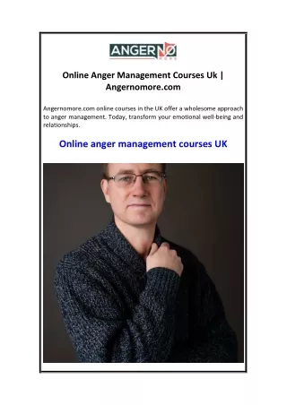 Online Anger Management Courses Uk  Angernomore.com