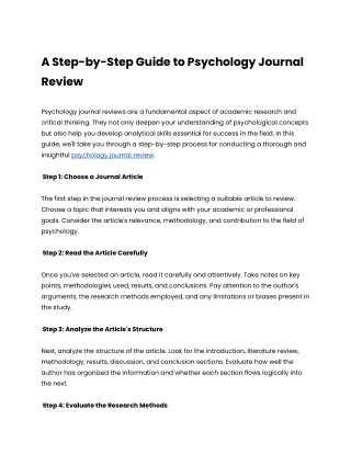 A Step-by-Step Guide to Psychology Journal Review