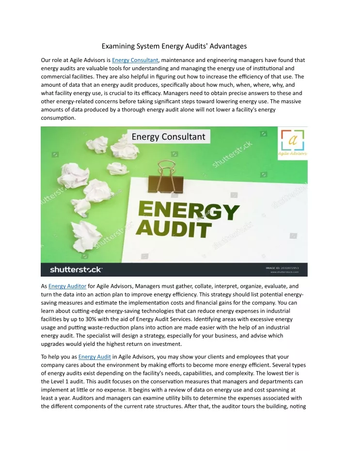 examining system energy audits advantages