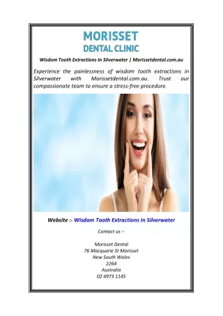 Wisdom Tooth Extractions In Silverwater  Morissetdental.com.au