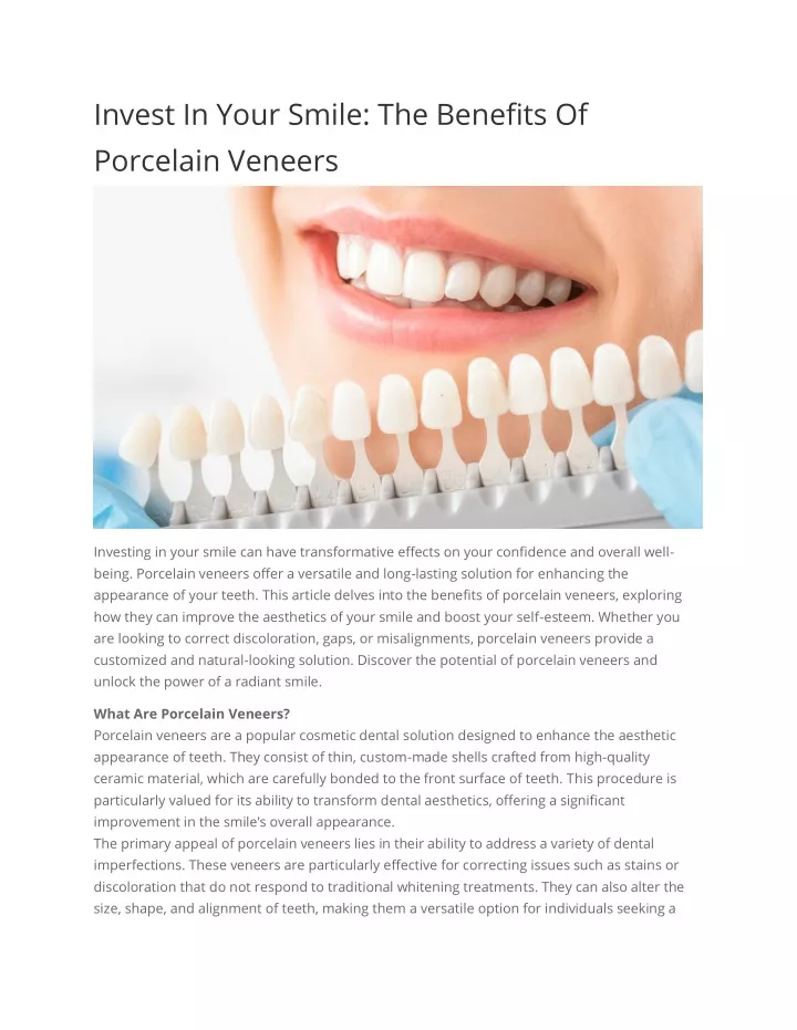 invest in your smile the benefits of porcelain