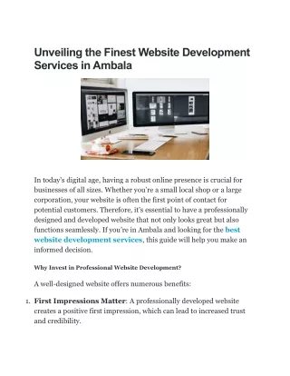 Best Website Development Services in Ambala