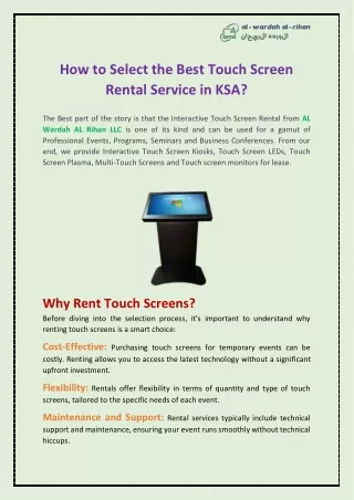 how to select the best touch screen rental