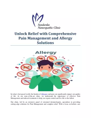 Unlock Relief with Comprehensive Pain Management and Allergy Solutions