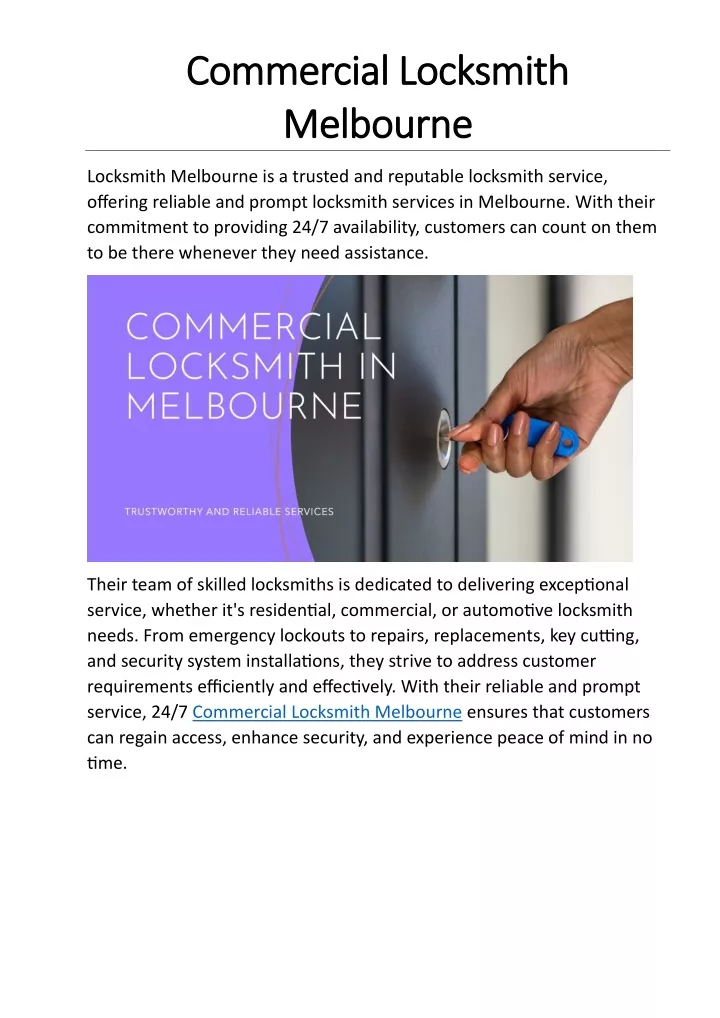 commercial commercial l locksmith m melbourne