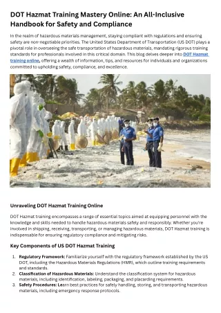 DOT Hazmat Training Mastery Online An All-Inclusive Handbook for Safety and Compliance