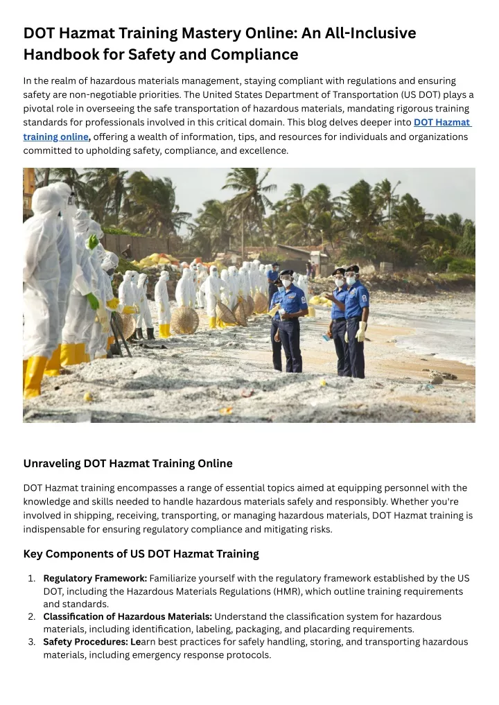 dot hazmat training mastery online