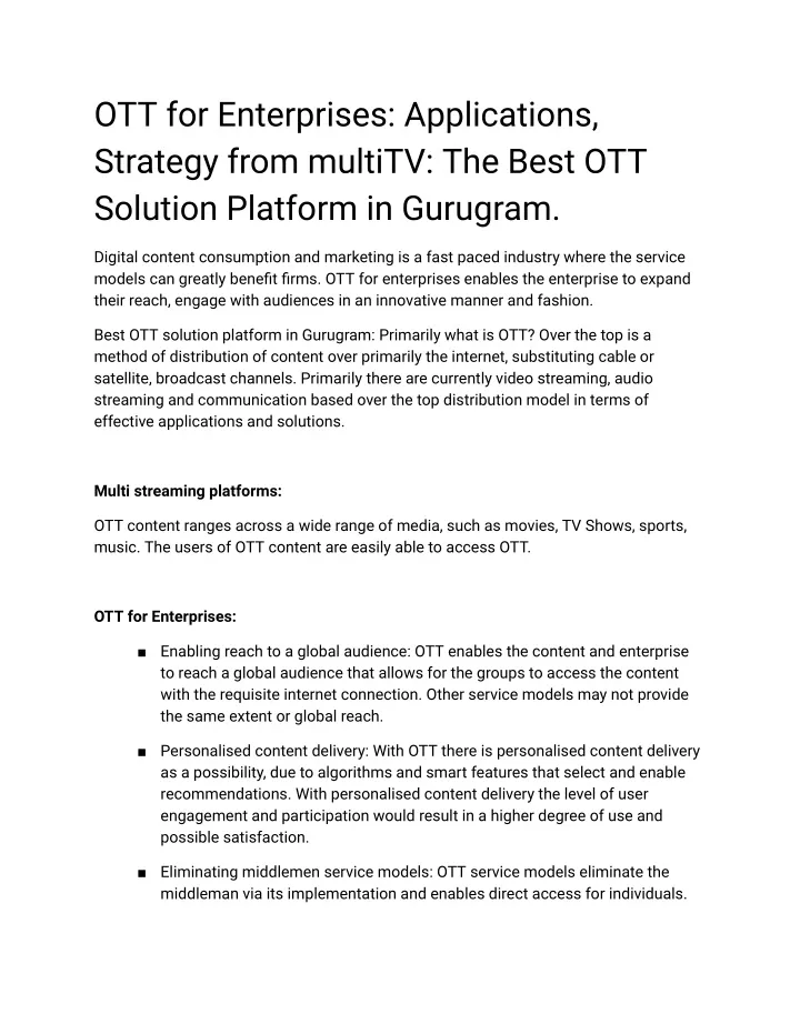 ott for enterprises applications strategy from