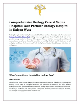 Top-Notch Care at Urology Hospital in Kalyan West