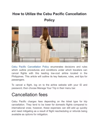 how to utilize the cebu pacific cancellation