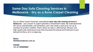 Same Day Sofa Cleaning Services in Melbourne - Dry as a bone carpet cleaning