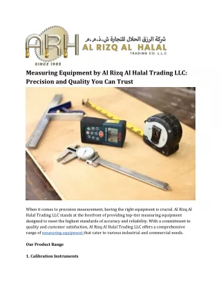 High Quality Measuring Equipment by Al Rizq Al Halal Trading LLC_ Precision and Quality You Can Trust