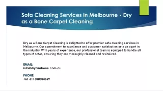 Sofa Cleaning Services in Melbourne - Dry as a bone carpet cleaning