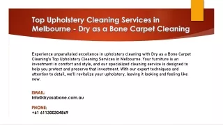 Top Upholstery Cleaning Services in Melbourne - Dry as a bone carpet cleaning