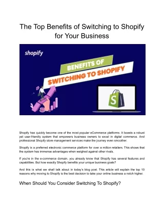 Top Reasons Why Shopify is the Perfect E-commerce Solution?