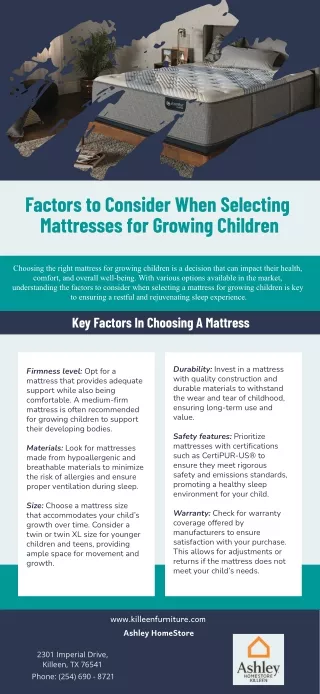 Factors to Consider When Selecting Mattresses for Growing Children