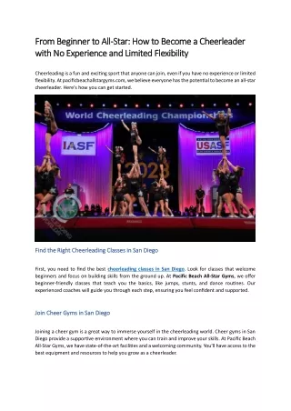 From Beginner to All-Star - How to Become a Cheerleader with No Experience and Limited Flexibility