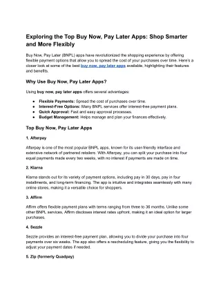 Exploring the Top Buy Now, Pay Later Apps_ Shop Smarter and More Flexibly