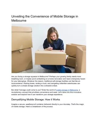 Unveiling the Convenience of Mobile Storage in Melbourne