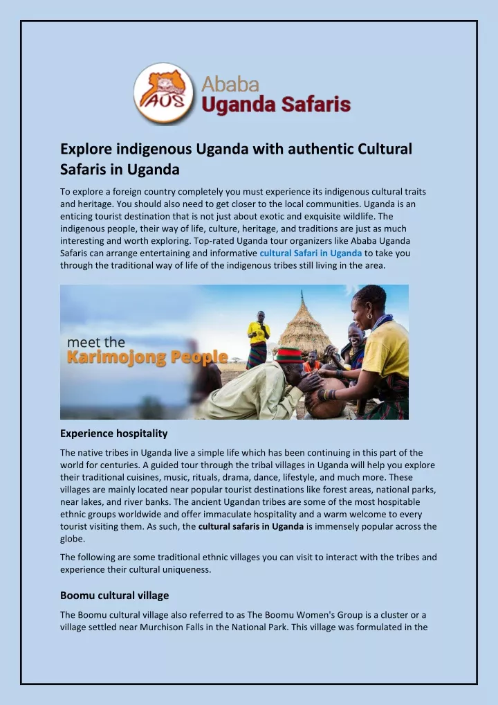 explore indigenous uganda with authentic cultural