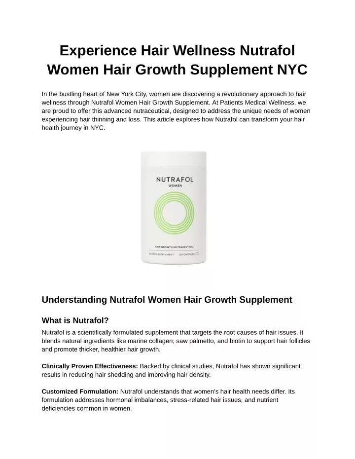 experience hair wellness nutrafol women hair