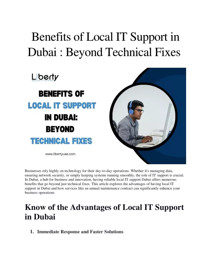 benefits of local it support in dubai beyond