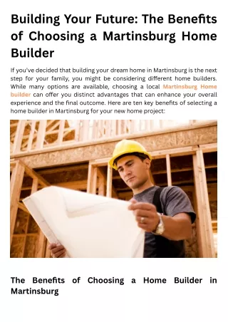 Building Your Future The Benefits of Choosing a Martinsburg Home Builder