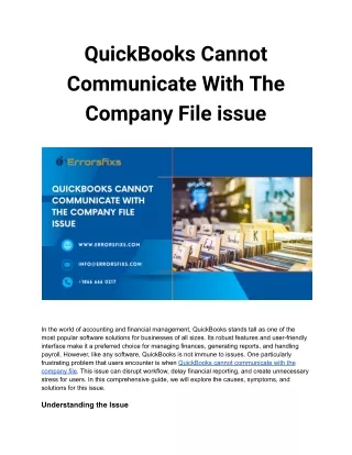 quickbooks cannot communicate with the company