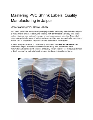 mastering pvc shrink labels quality manufacturing