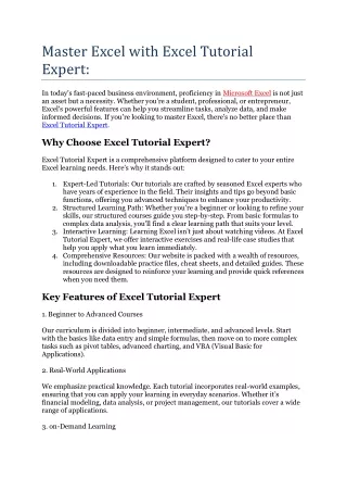 master excel with excel tutorial expert
