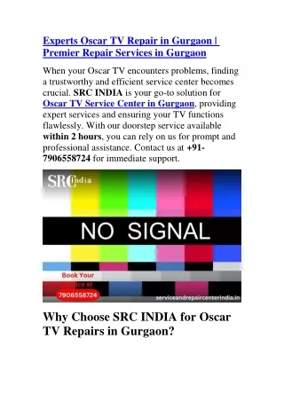 Oscar Led Tv Service In Gurgaon