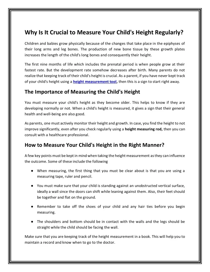 why is it crucial to measure your child s height