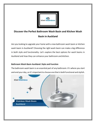 Discover the Perfect Bathroom Wash Basin and Kitchen Wash Basin in Auckland