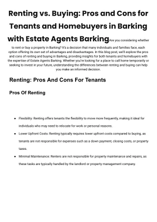 Renting vs. Buying_ Pros and Cons for Tenants and Homebuyers in Barking with Estate Agents Barking