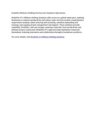Scalable Offshore Staffing Services for Seamless Operations