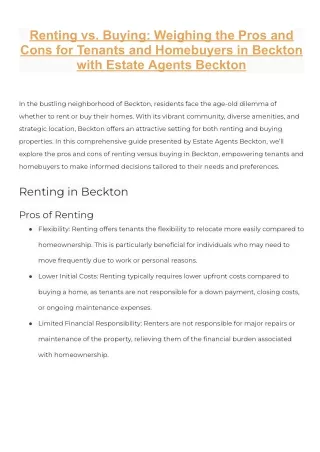 Renting vs. Buying_ Weighing the Pros and Cons for Tenants and Homebuyers in Beckton with Estate Agents Beckton