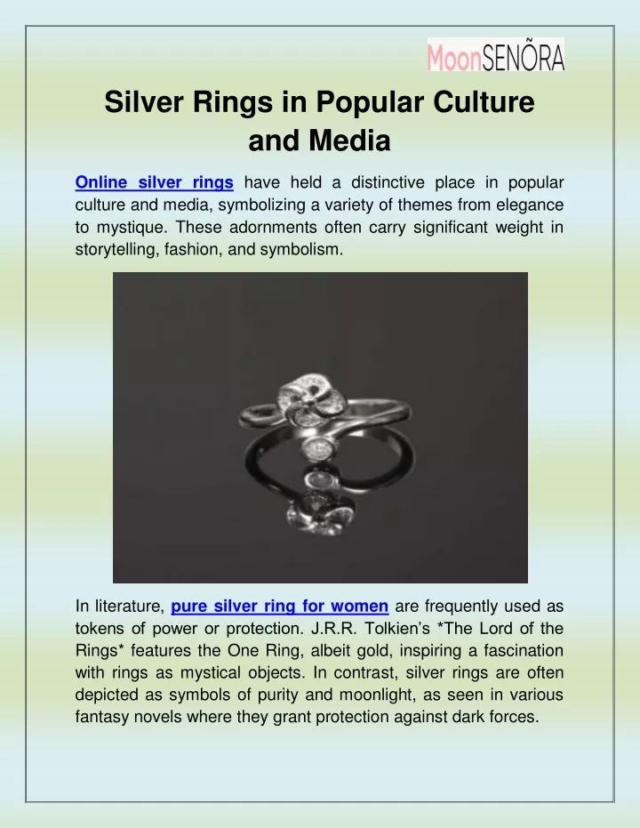 silver rings in popular culture and media