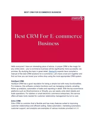 BEST CRM FOR ECOMMERCE BUSINESS