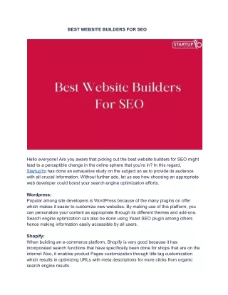 BEST WEBSITE BUILDERS FOR SEO