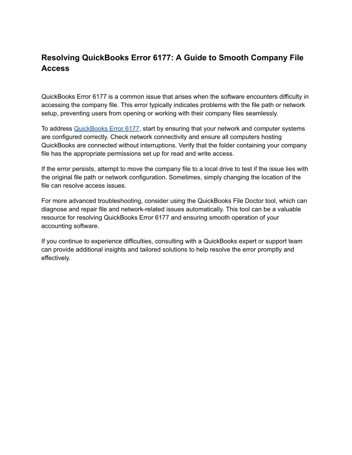 resolving quickbooks error 6177 a guide to smooth