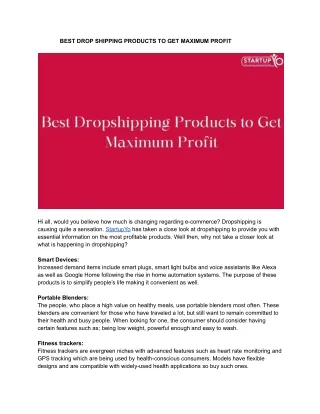BEST DROP SHIPPING PRODUCTS TO GET MAXIMUM PROFIT