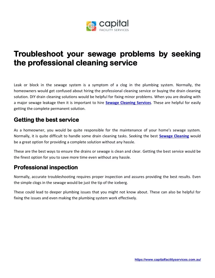 troubleshoot your sewage problems by seeking