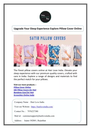 Upgrade Your Sleep Experience Explore Pillow Cover Online